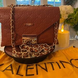 Valentino by Mario Valentino ~ Tan Crossbody Bag with Gold Chain